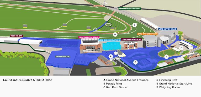 a map highlighting where the lord daresbury roof enclosure is