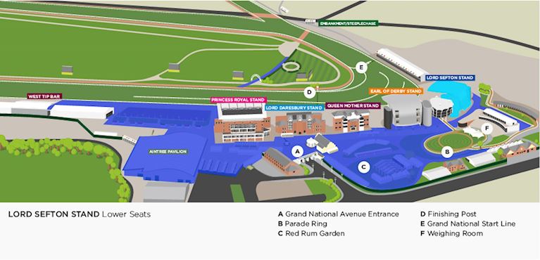 aintree racecourse map highlighting Lord Sefton Lower