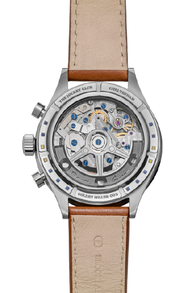 Exhibition case-back with sapphires