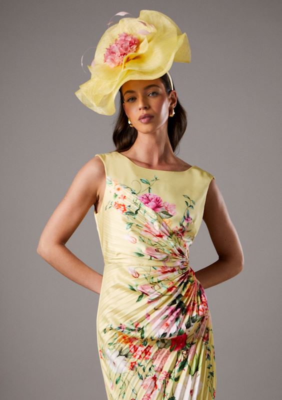 Lisa Tan Pleated Floral Midi Dress With Pleat Detail.jpg