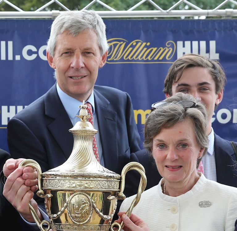 Aintree Chairman, Nicholas Wrigley winning The Ayr Gold Cup as joint owner of Don't Touch It in 2015..JPG