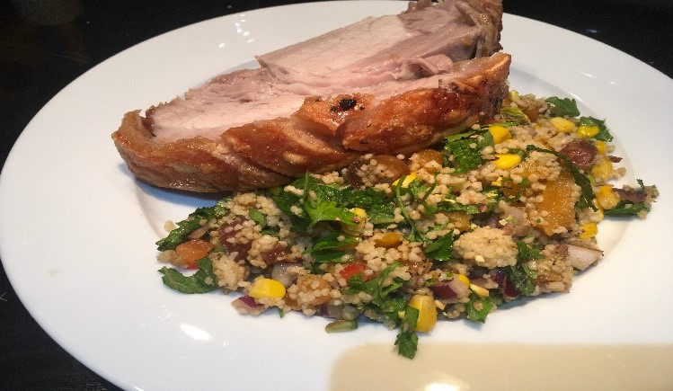 Crispy Crackling Pork & Fruity Couscous